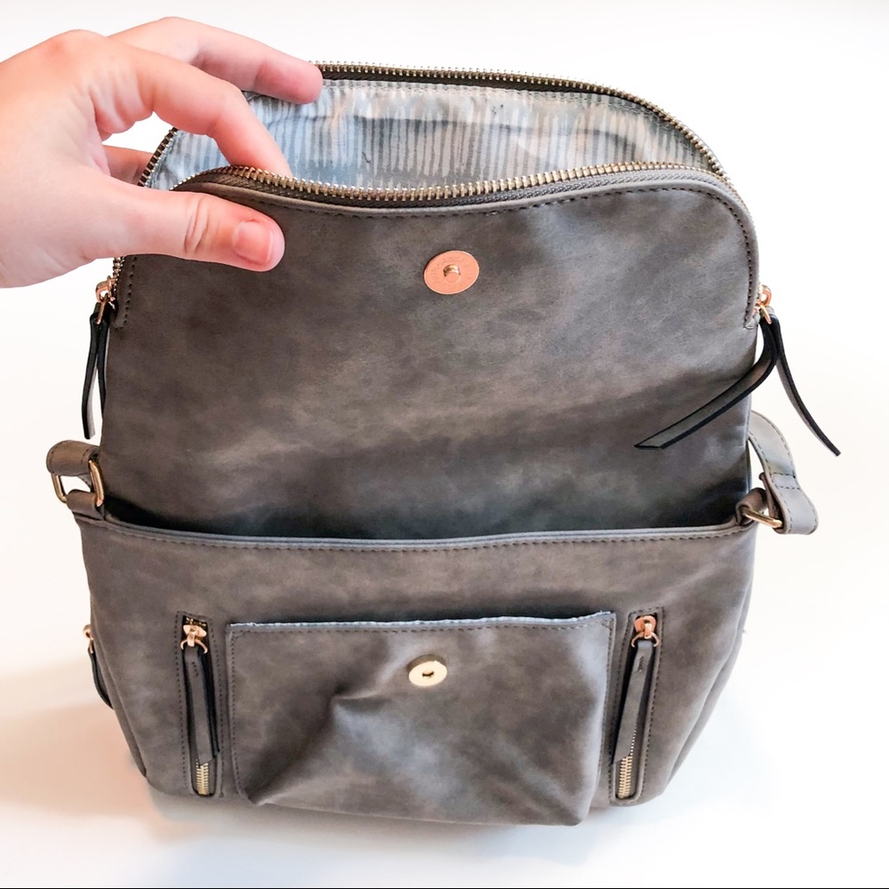 Large Gray Zipper Flap Crossbody - Picture 6 of 10
